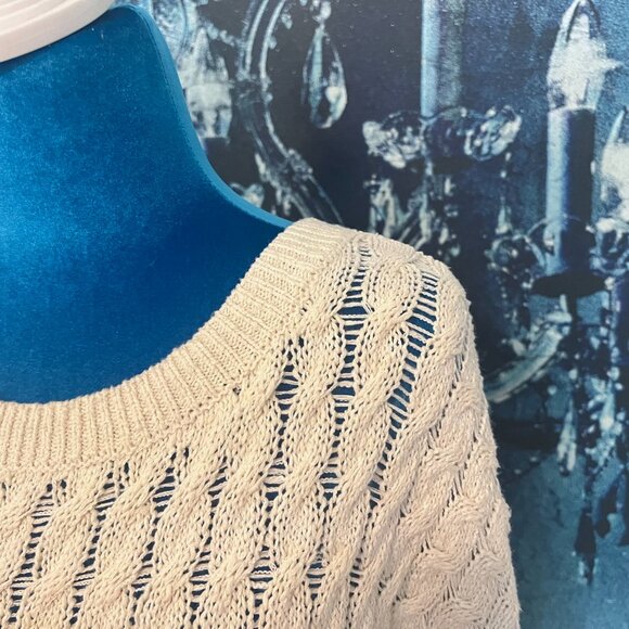 Anthropologie Pilcro Cable Knit Longline Tunic Sweater Recycled Cotton Blend XL - Picture 8 of 12